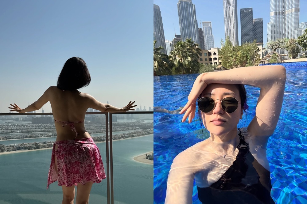 노란 수영복에 섹시한 몸매 어필하는 존예 처자