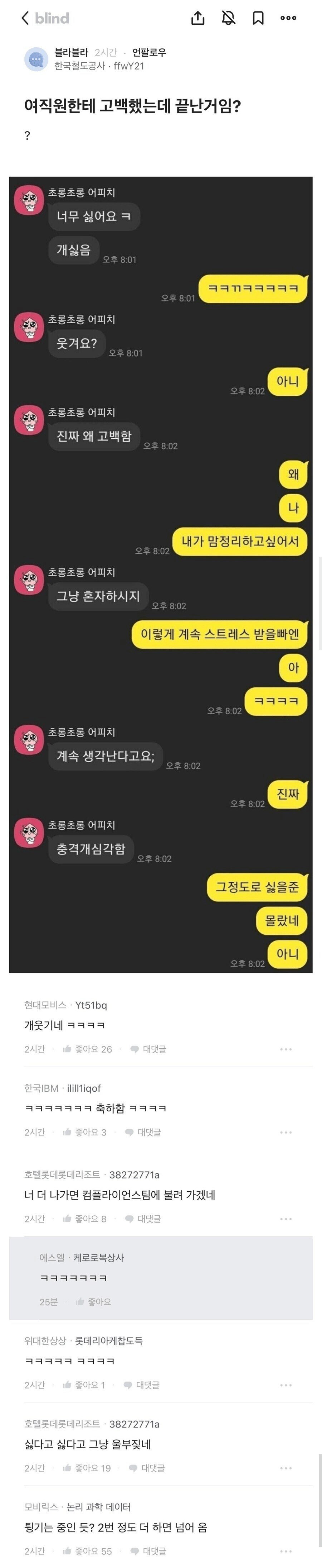 여직원 고백 공격의 최후 | 인스티즈