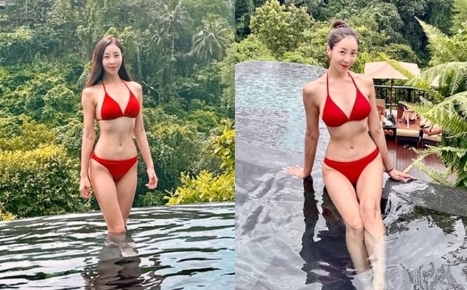 노란 수영복에 섹시한 몸매 어필하는 존예 처자