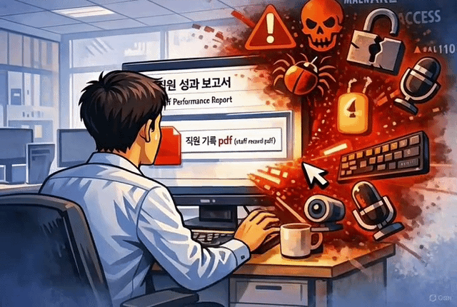 24일 안랩은 성과보고서로 위장해 메일로 악성코드를 보낸 사례를 발견했다고 밝혔다. 사진은 기사의 내용을 바탕으로 생성한 이미지. Chat GPT, Grok