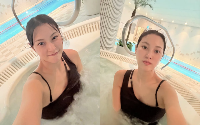 노란 수영복에 섹시한 몸매 어필하는 존예 처자