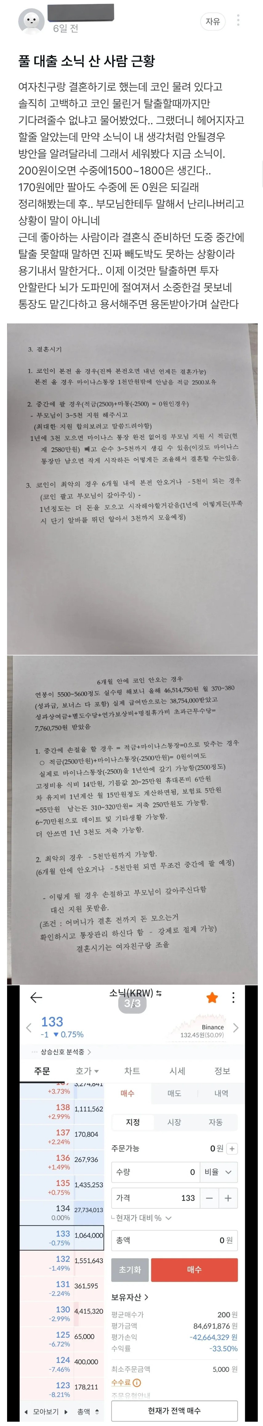 코인에 빚투 영끌한 예비신랑의 향후 계획서 | 인스티즈