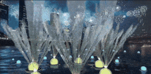 일본 기업 스페이스 원이 개발한 분수 로봇의 작동을 상상해 제작한 컴퓨터 그래픽 영상. 스페이스 원 제공