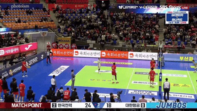 20일 수원 경기를 끝낸 한국전력 김정호의 서브 에이스. SBS스포츠 중계화면 캡처