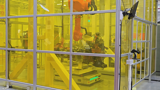 대동기어 2공장에 설치되어 있는 비전 검사 시스템 장비. [사진=최란 기자]