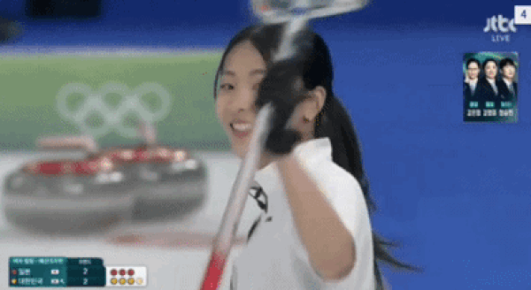 한일전 컬링 경기. JTBC 방송 화면