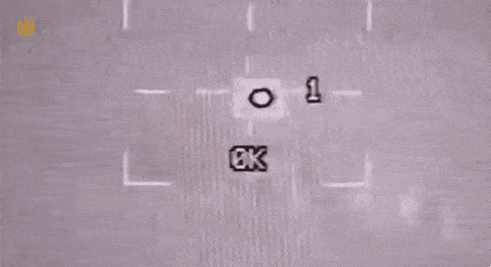 우크라이나 공군 영상에서 포착된 샤헤드 드론 요격 직전 모습. F-16 전투기에 장착한 APKWS II 유도 로켓을 사용한 것으로 추정된다