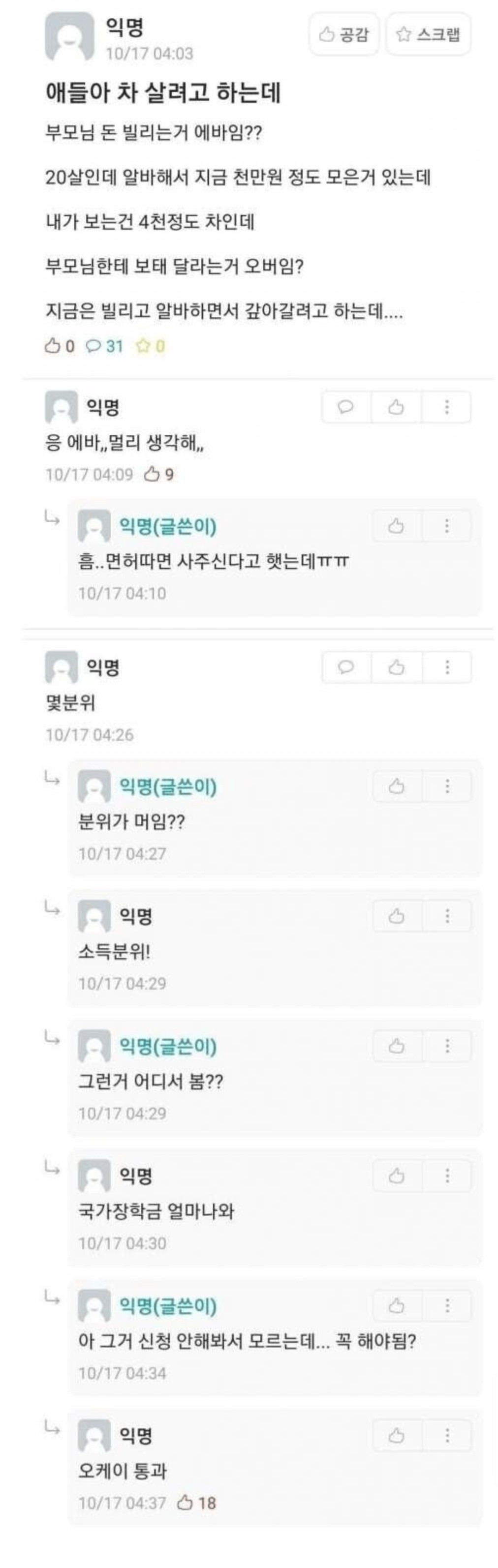 차 살때 부모님 돈 빌리면 에바야?? | 인스티즈