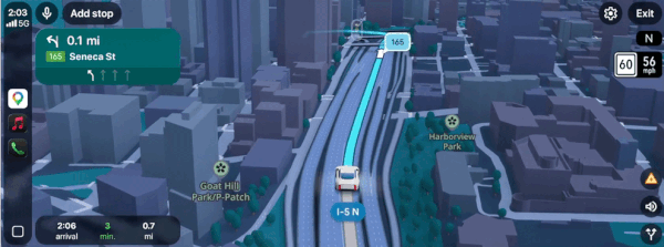 구글 지도의 '몰입형 내비게이션'(Immersive Navigation) 예시 (구글 블로그 갈무리)