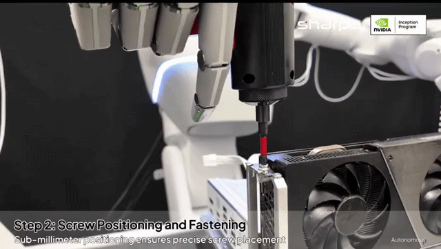 [서울=뉴시스]그래픽 카드 삽입부터 나사 조이기, 복잡한 배선 정리 및 클리핑에 이르기까지 고도의 숙련도가 필요한 작업들을 매끄럽게 처리한 휴머노이드 로봇 '노스(North)'.  자료 샤파 로보틱스 *재판매 및 DB 금지