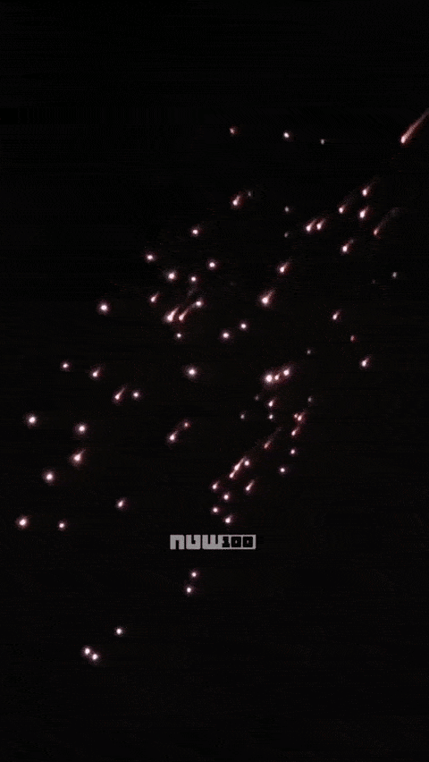 이란의 호람샤르-4 중거리탄도미사일에서 분리된 자탄이 3월 18일(현지시간) 이스라엘 상공으로 떨어지는 장면. 엑스(X) 캡처