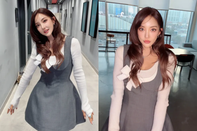 노란 수영복에 섹시한 몸매 어필하는 존예 처자