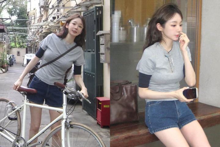 노란 수영복에 섹시한 몸매 어필하는 존예 처자