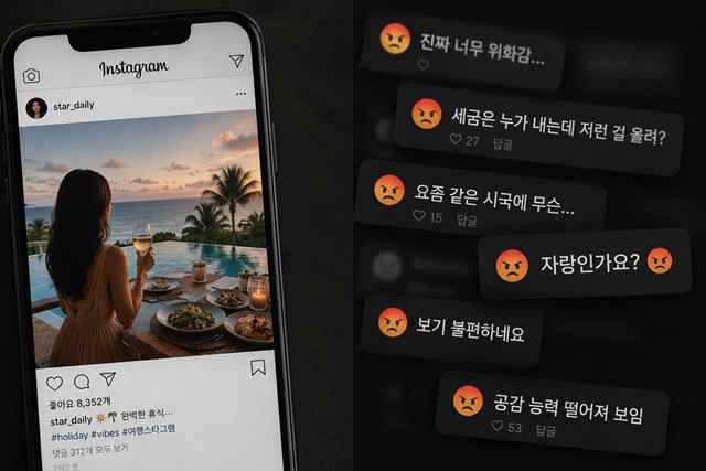 A single photo, a short comment, or even a minor facial expression can be over-interpreted. Often, these are consumed as fuel for controversy, regardless of the original intent. A 10-second video, a few lines of subtitles, or a cropped image can spread instantly, leaving only the most provocative parts. /AI Image