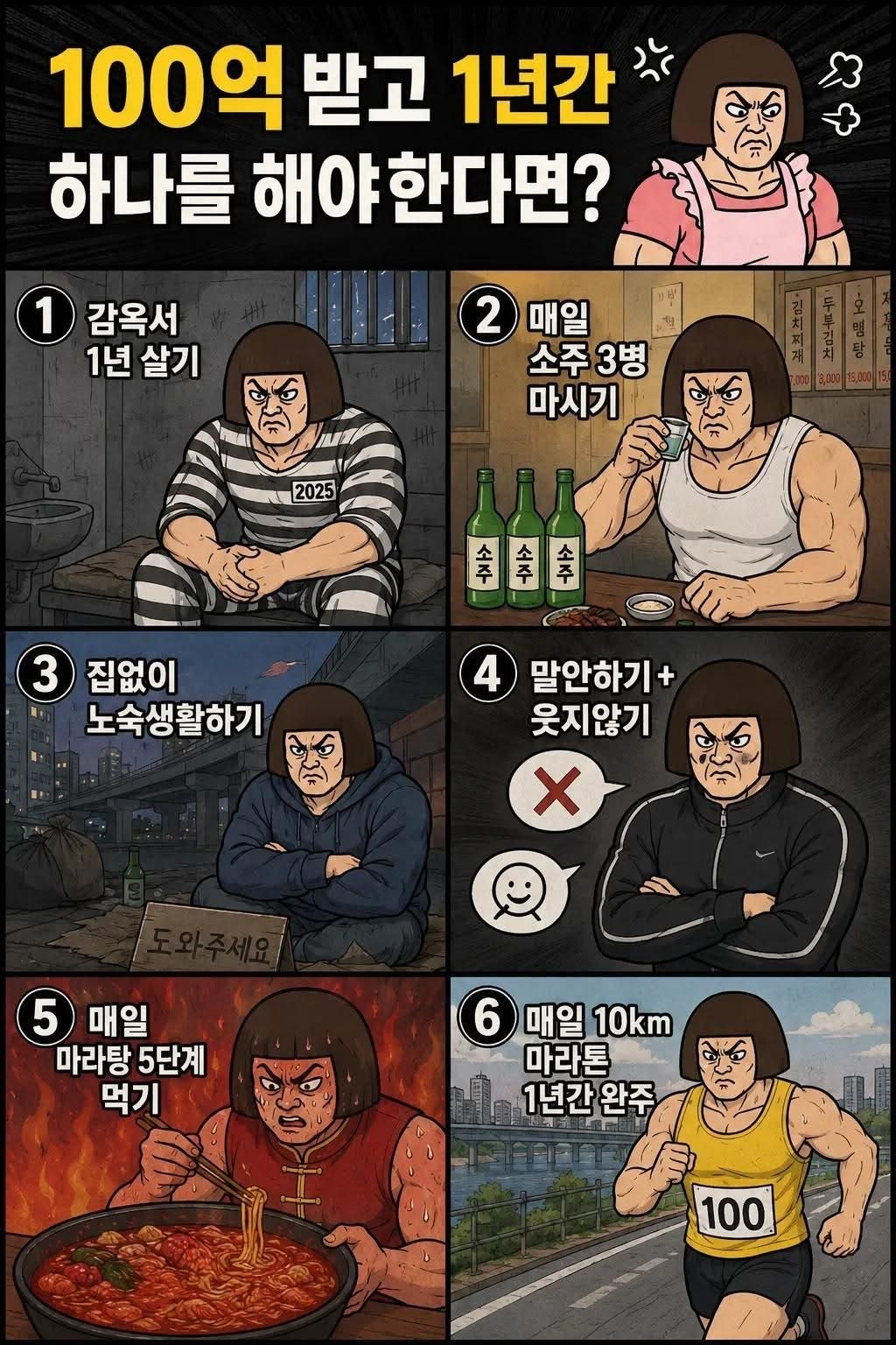 100억 받고 1년간 하나를 해야한다면? | 인스티즈