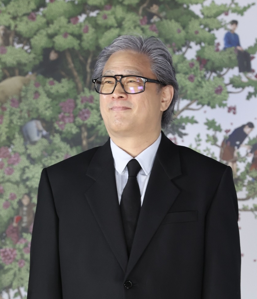 Director Park Chan-wook attending the production report for the movie 'I Can't Help It' last August