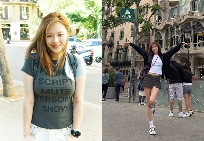 노란 수영복에 섹시한 몸매 어필하는 존예 처자