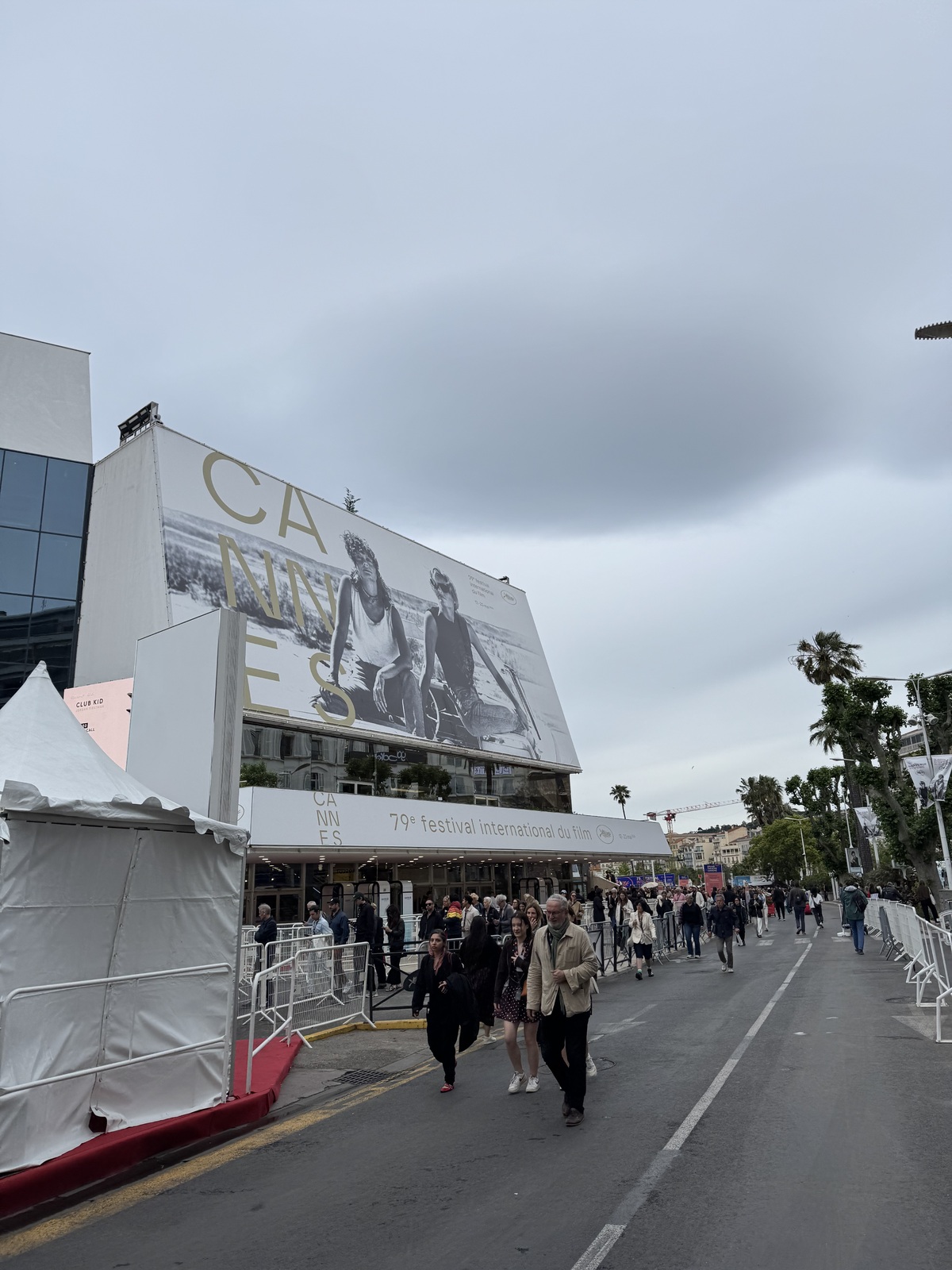 The official poster of the 79th Cannes International Film Festival, utilizing an image from the movie 'Thelma & Louise', is displayed at the Palais des Festivals in Cannes, France on the 15th.