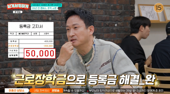 Seo Kyung-seok's Surprising Confession: "I Attended Seoul National University for Only 50,000 Won 35 Years Ago!" Seo Kyung-seok's Surprising Confession: