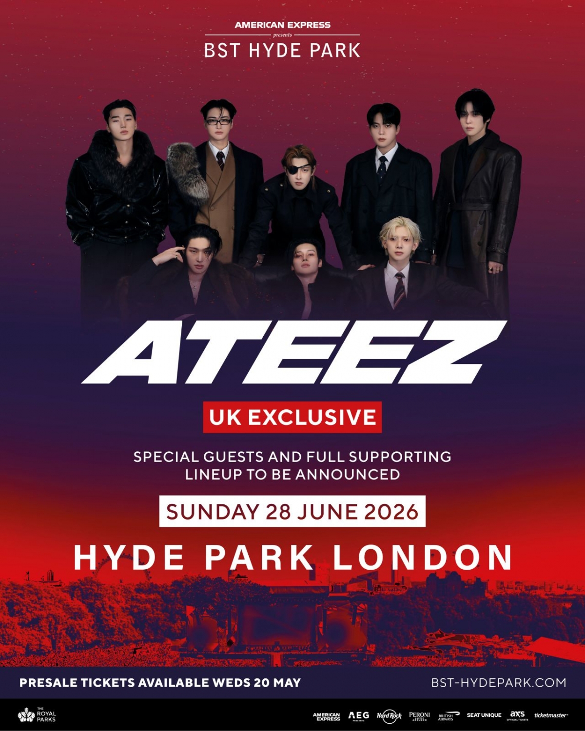 ATEEZ Confirmed as Headliner for 'British Summer Time Hyde Park'! ATEEZ Confirmed as Headliner for 'British Summer Time Hyde Park'!