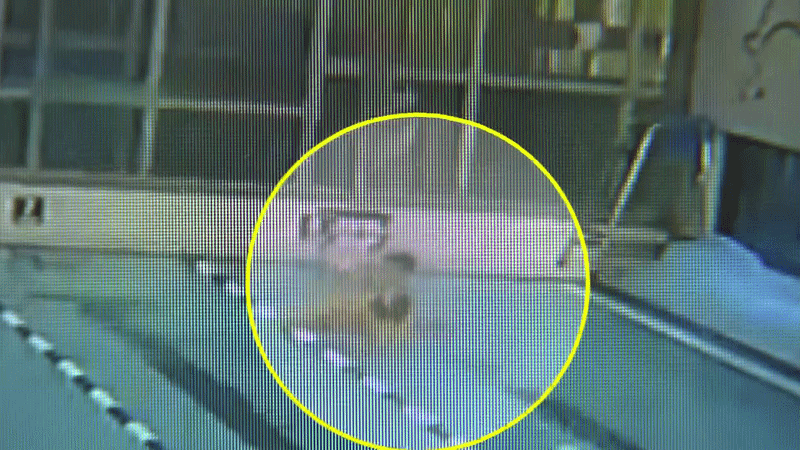 지난해 11월,  수영장에서 다친 여성을 물 밖으로 꺼내는 강사(화면제공 : 시청자)