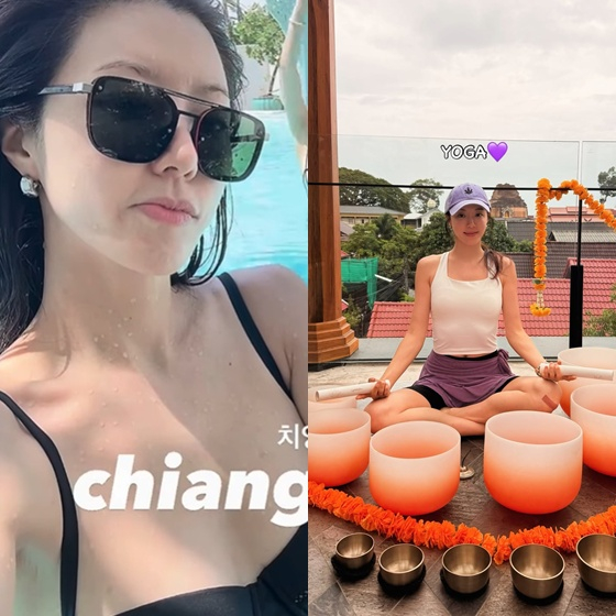 노란 수영복에 섹시한 몸매 어필하는 존예 처자
