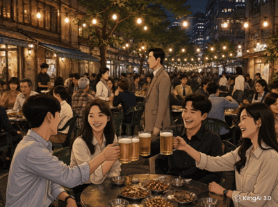 테라스 등 야외장소를 갖춘 술집을 찾을 수 있는 ‘야장맵'이 온라인에서 화제가 되고 있다. 기사의 내용을 바탕으로 생성한 동영상. 챗GPT·Kling