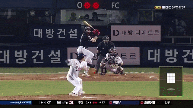 KT 힐리어드 시즌 13호 홈런. MBC스포츠플러스 중계화면 캡처