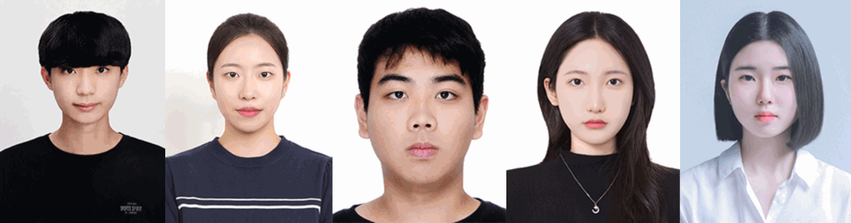 (왼쪽부터) 김승민(24), 김진서(22), 엄탁경(24), 이소정(20), 주하정(22)