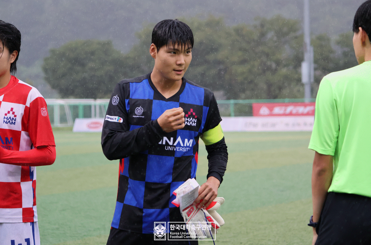 한남대 골문을 지킨 센터백 최이랑. 사진=대학축구연맹