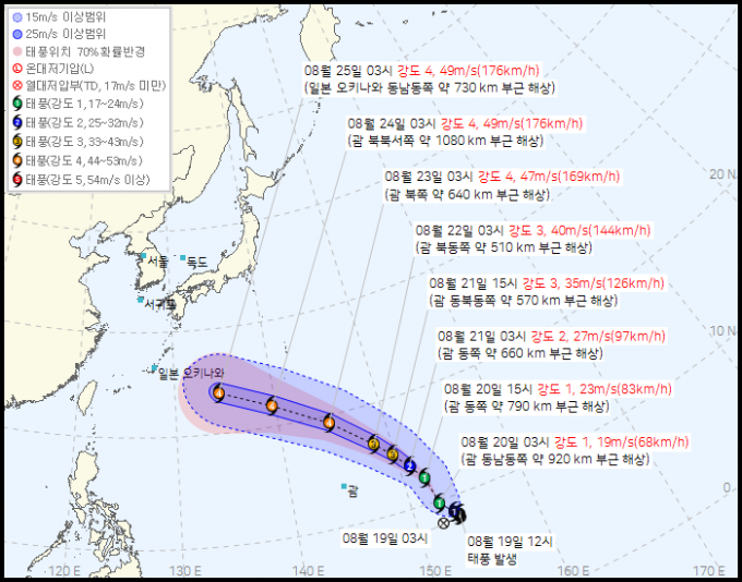 18호 태풍 사우델 예상 경로 기상청