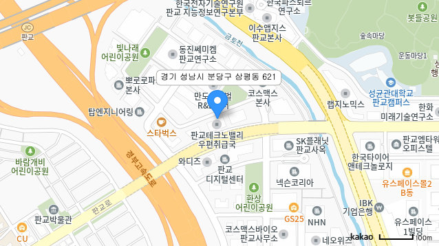 경기도 성남시 분당구 삼평동 621 판교이노밸리 제B동 6층 604호 지도