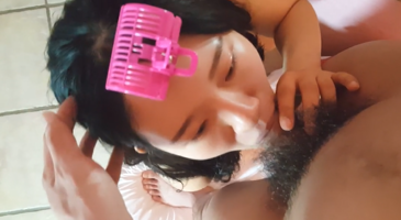 분홍 헤어롤 사까시녀