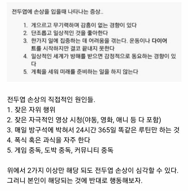 전두엽 손상 입었을 때 나타나는 증상