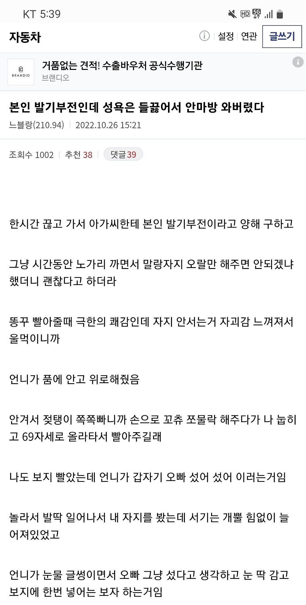 발기부전인데 성욕이 들끓어 안마방 간 남자