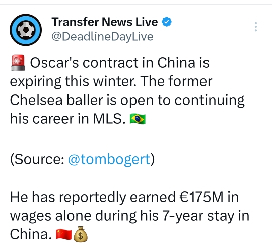 [해외축구]톰보거트)오스카는 중국에서 7년동안 머물면서 임금으로 €175m을 벌었다고 함 -cboard