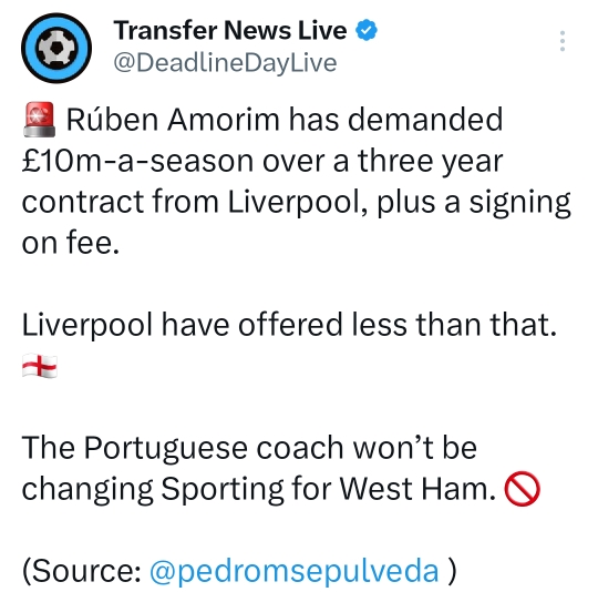 [스크랩]      [해외축구]페드로 세풀베다)아모림은 리버풀에 3년계약에 시즌당 £10m파운드 연봉을 요구했고 거기다 계약금을 요구했음 -cboard