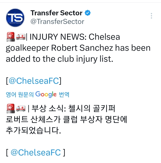 [해외축구]로베르트 산체스가 첼시 부상자명단에 추가됨 -cboard