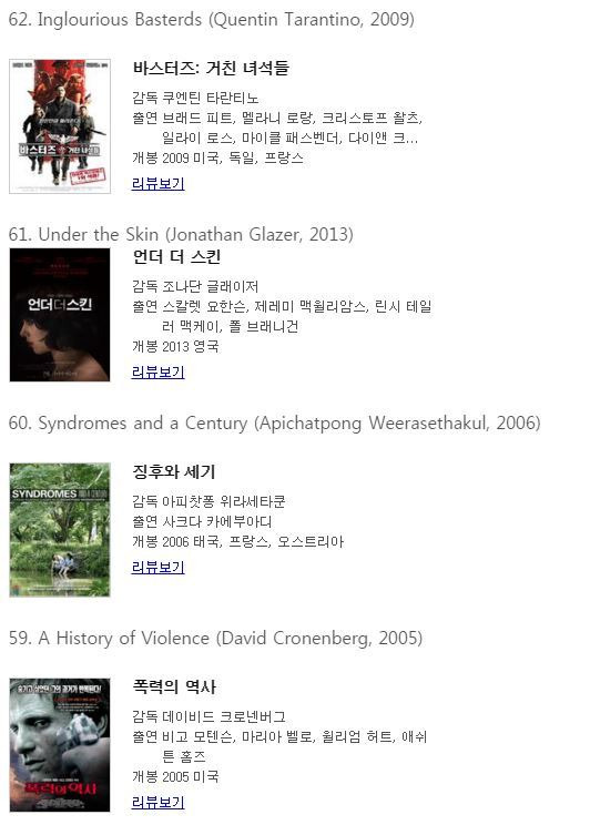 BBC 선정 21세기 위대한 영화