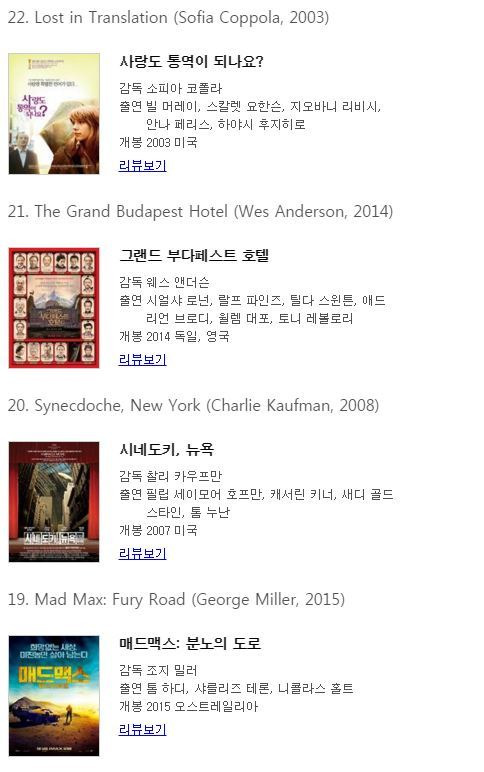 BBC 선정 21세기 위대한 영화