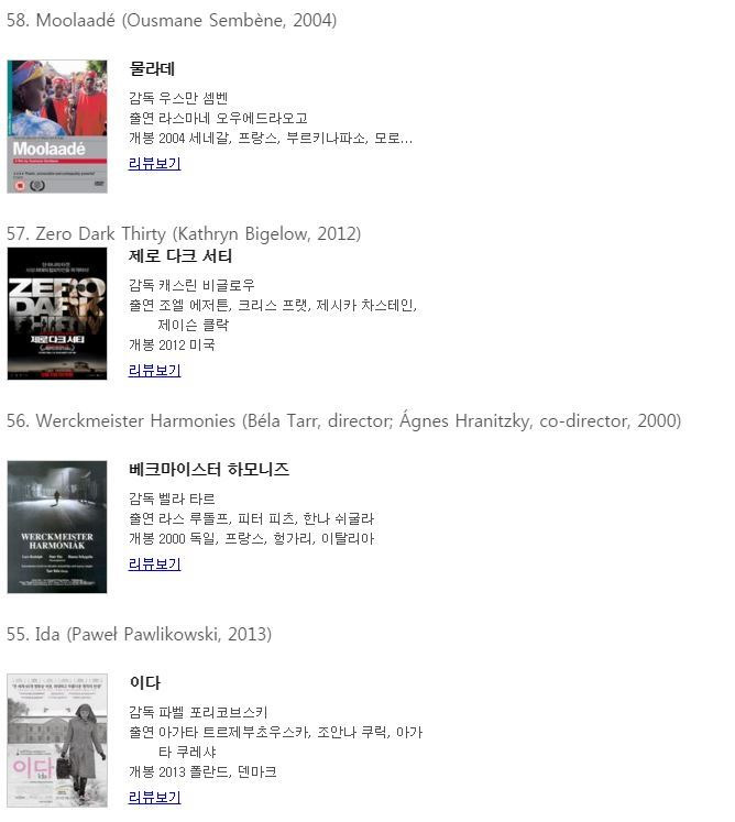 BBC 선정 21세기 위대한 영화