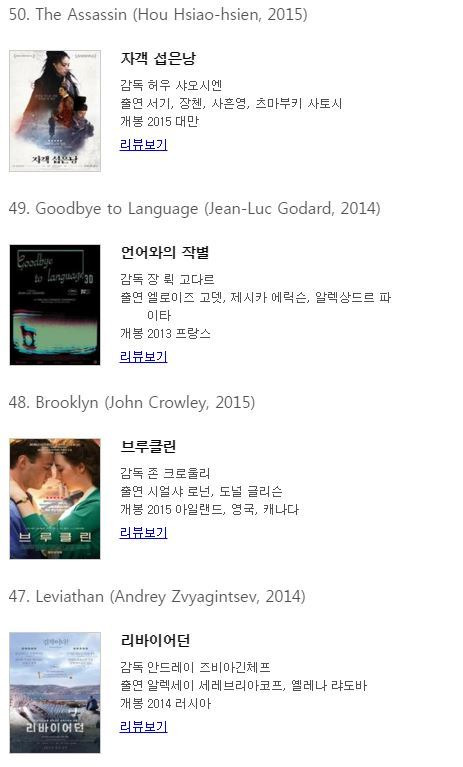 BBC 선정 21세기 위대한 영화