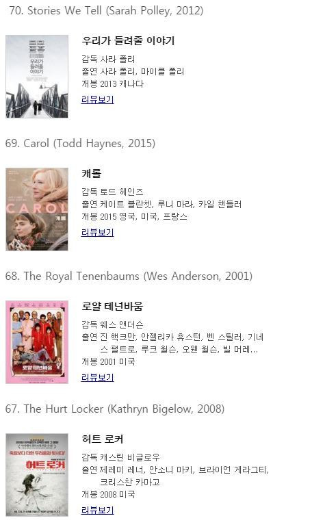 BBC 선정 21세기 위대한 영화