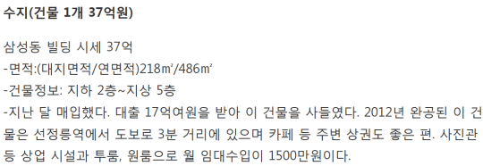 수지가 매입한 건물