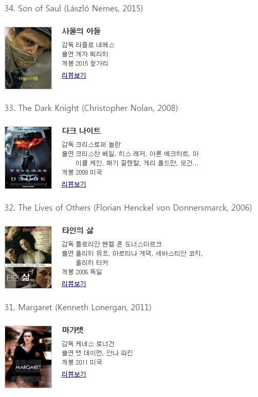 BBC 선정 21세기 위대한 영화