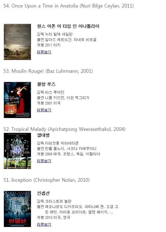 BBC 선정 21세기 위대한 영화