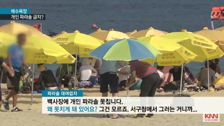 해수욕장 개인 파라솔 논란