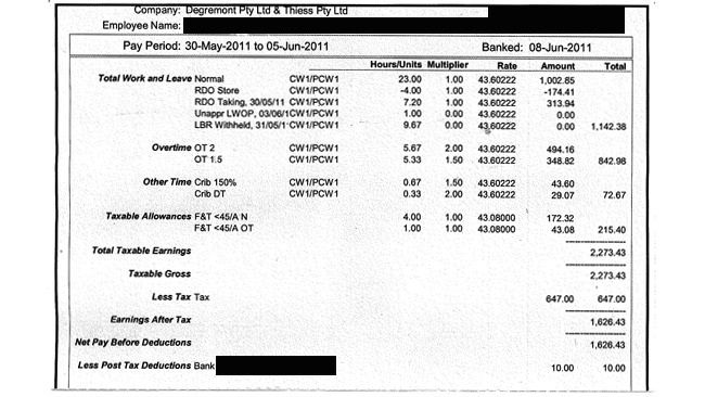 각종 직업별 급여 명세서