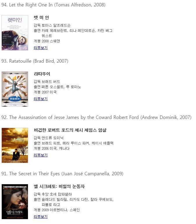 BBC 선정 21세기 위대한 영화