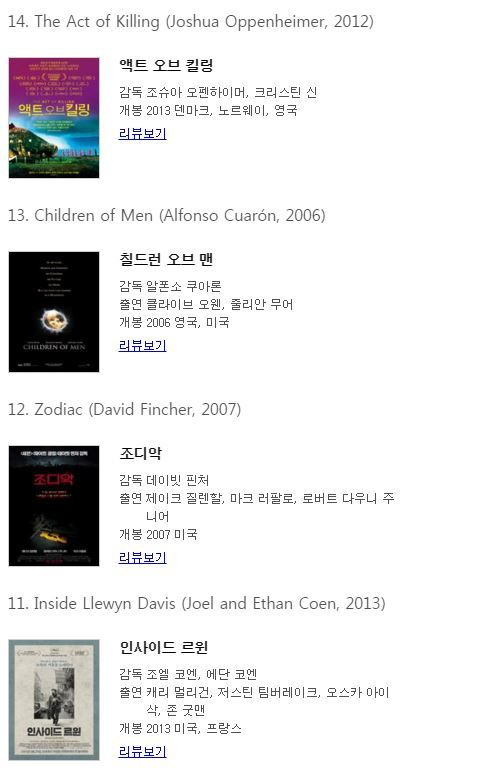 BBC 선정 21세기 위대한 영화